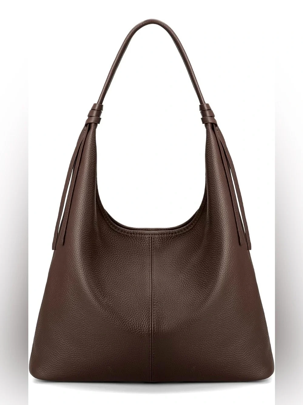 Befen Coffee Brown Leather Hobo Bag with Tassel Details